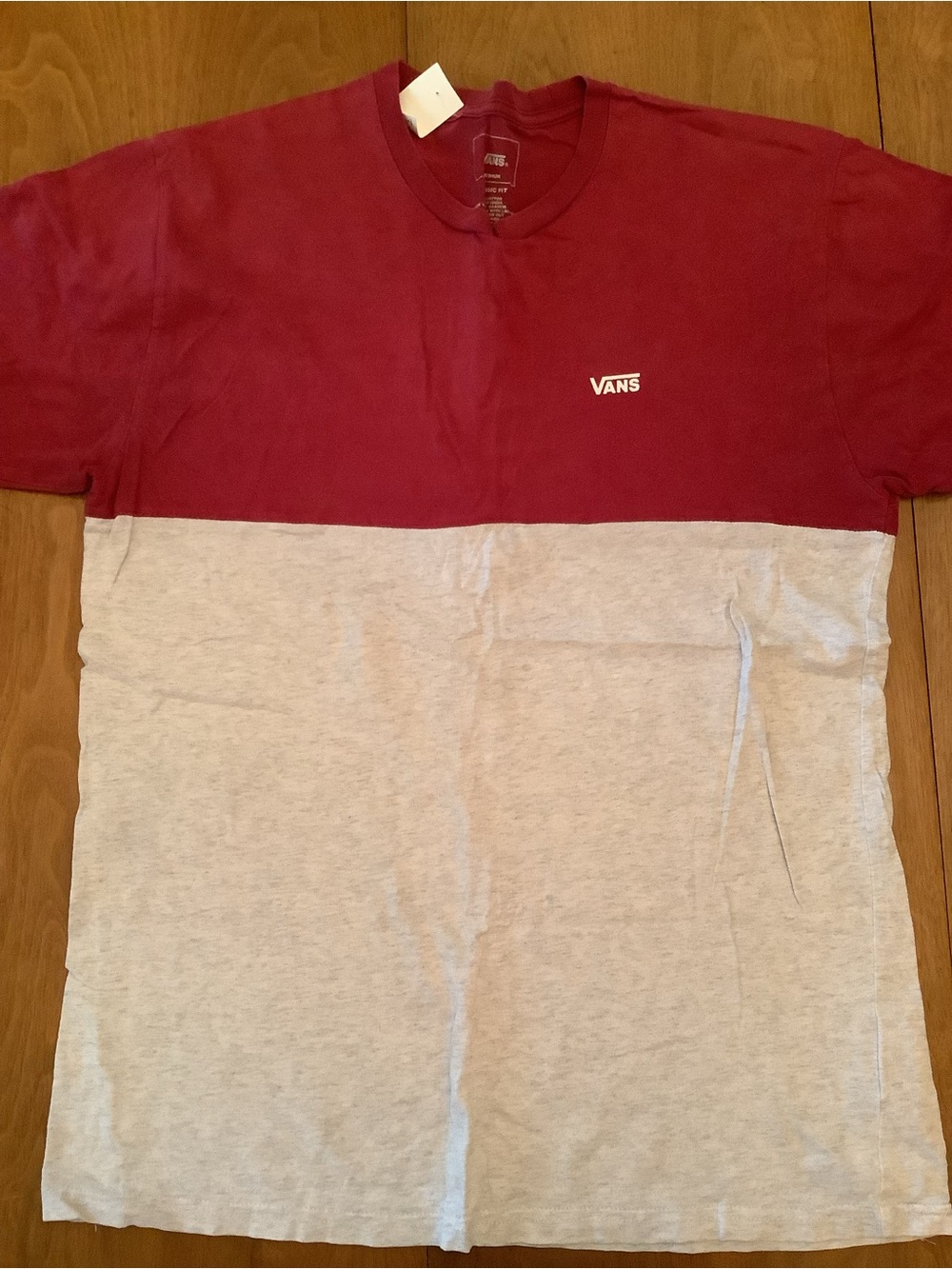 Vans Men’s Two-Tone Crew T-Shirt — Red & Light Gray